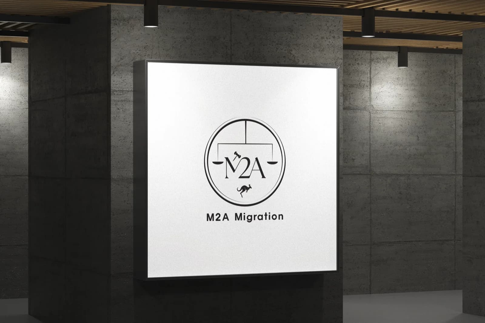 M2A Migration logo signage